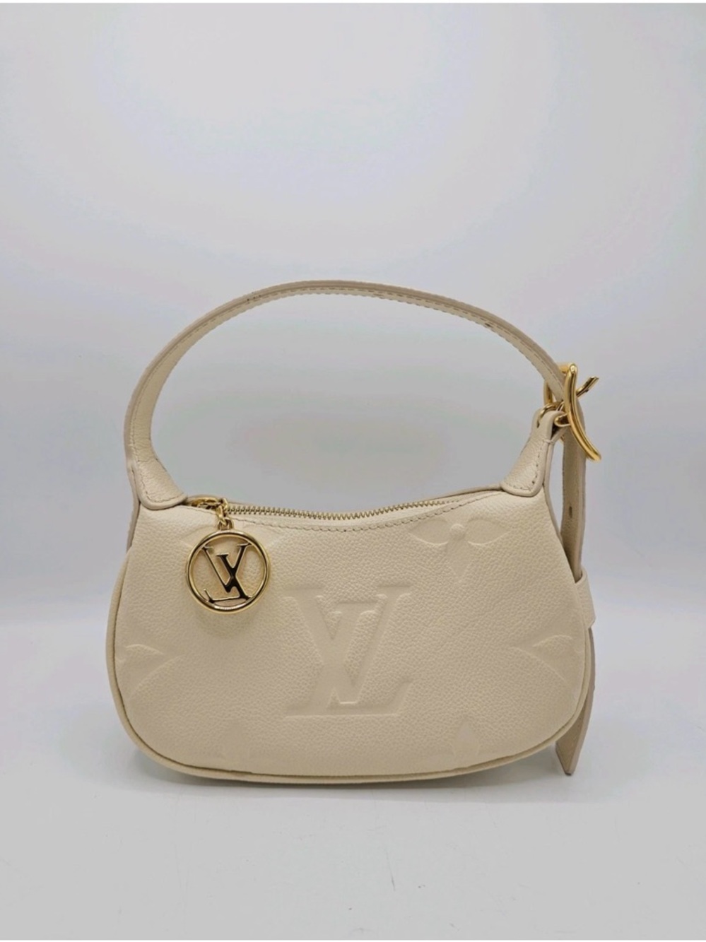 Louis Vuitton Cream Embossed Shoulder Bag with Gold Charm
